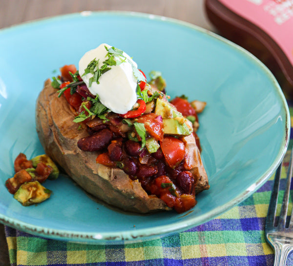 Sweet Potato Jackets with Ketchup Chilli