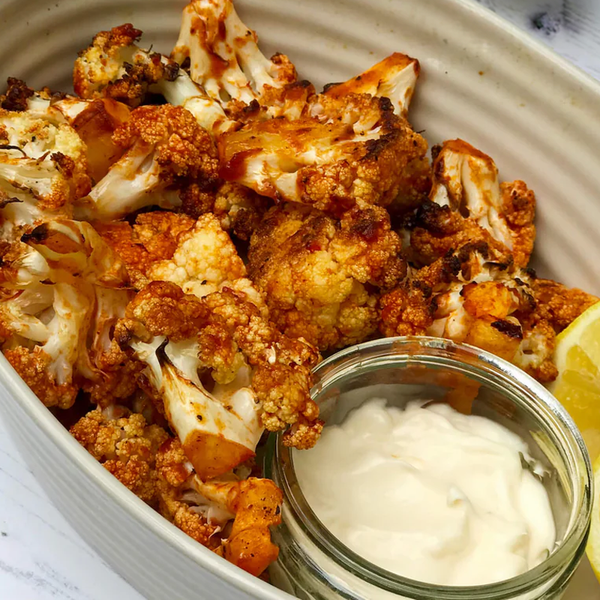 Cauliflower Buffalo Bites with Lemony Mayo