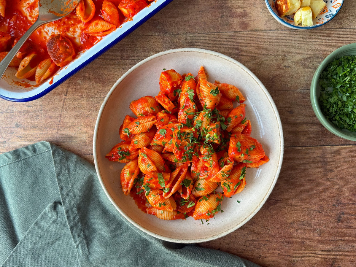Speedy Buffalo Halloumi Pasta