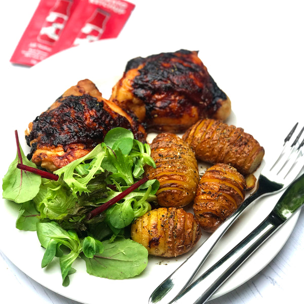 One Pan Chicken and Hasselback Potatoes