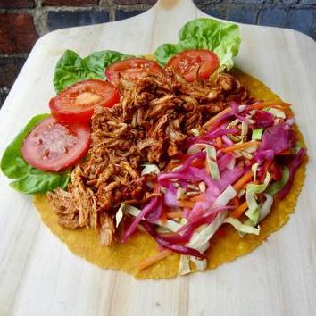 BBQ Pulled Pork and Rainbow Slaw Wraps