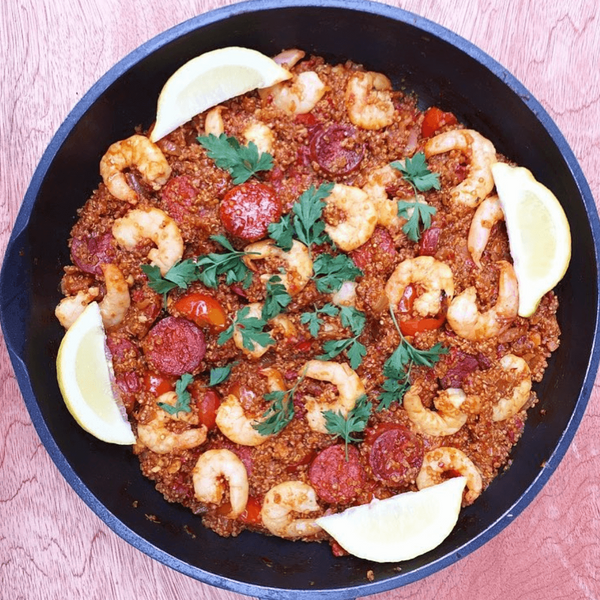 Quinoa Paella with Prawns and Chorizo