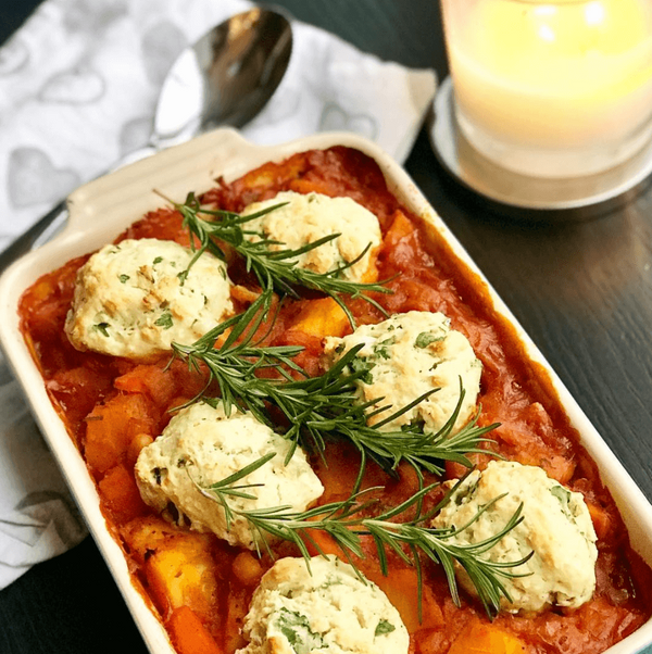 Root Vegetable Casserole with Herby Dumplings